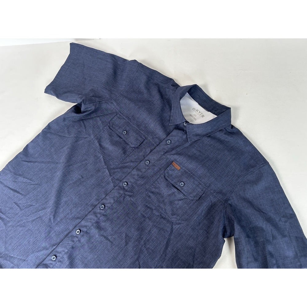 Orvis Classic‎ Collection Men's XXL Blue Short Sleeve Button Front Shirt Pockets